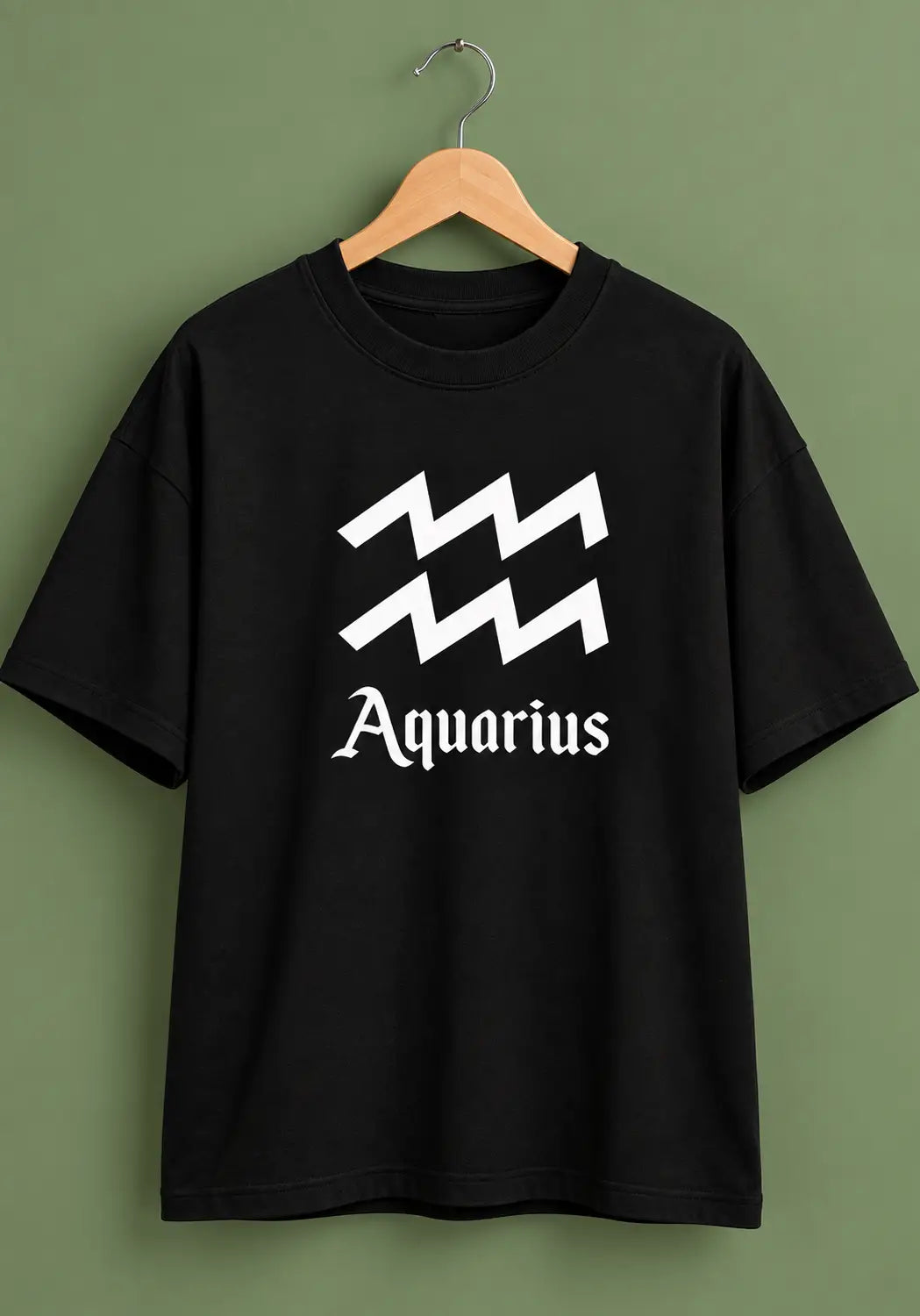 Aquarius Zodiac black oversized horoscope t-shirt