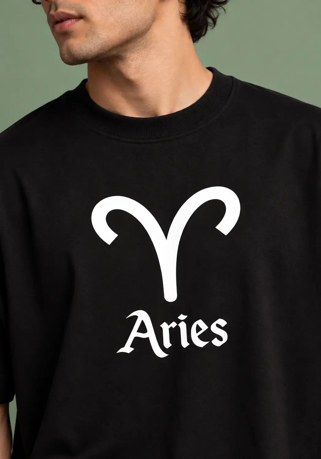 Aries zodiac black oversized horoscope t-shirt