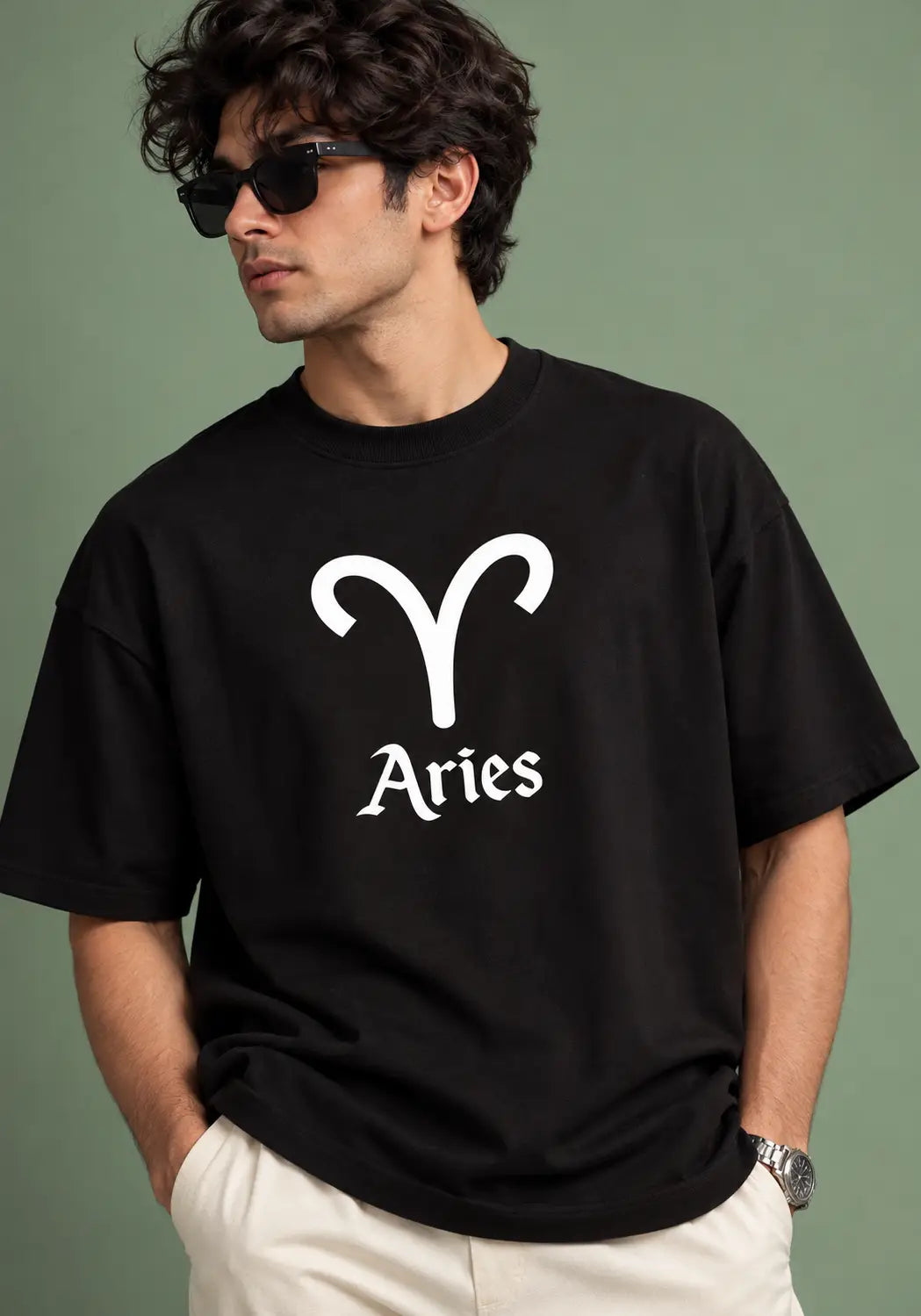 Aries zodiac black oversized horoscope t-shirt