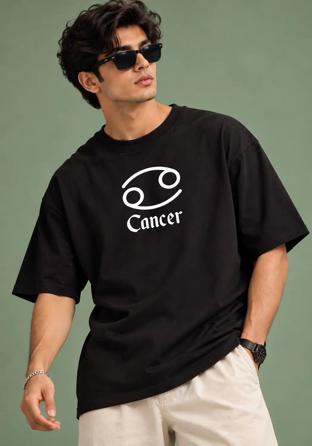 Cancer zodiac black oversized horoscope t-shirt