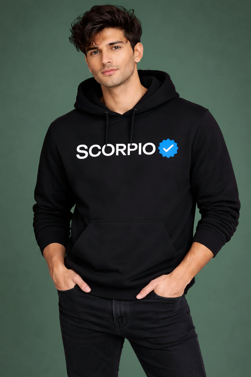Scorpio Detailed black drop shoulder hoodie