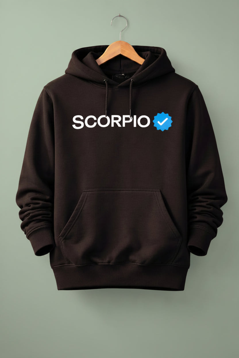 Scorpio Detailed black drop shoulder hoodie