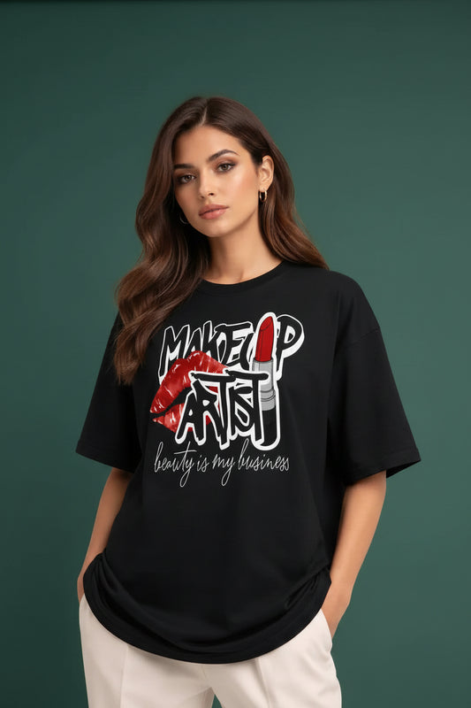 Kiss & Lipstick Designer Graphic Black Tee