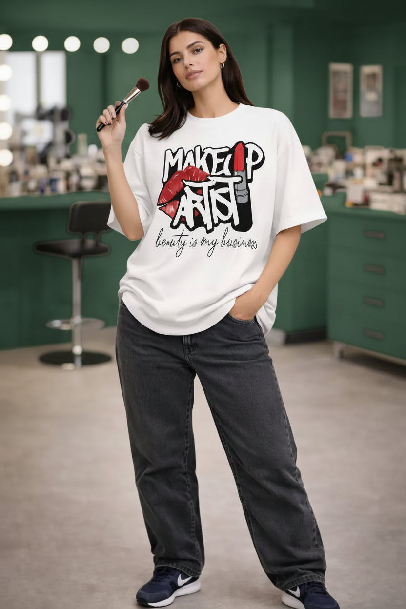 Kiss & Lipstick Designer Graphic Black Tee