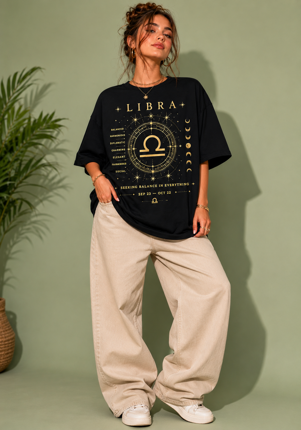 Libra Balance Premium Oversized Zodiac T-Shirt