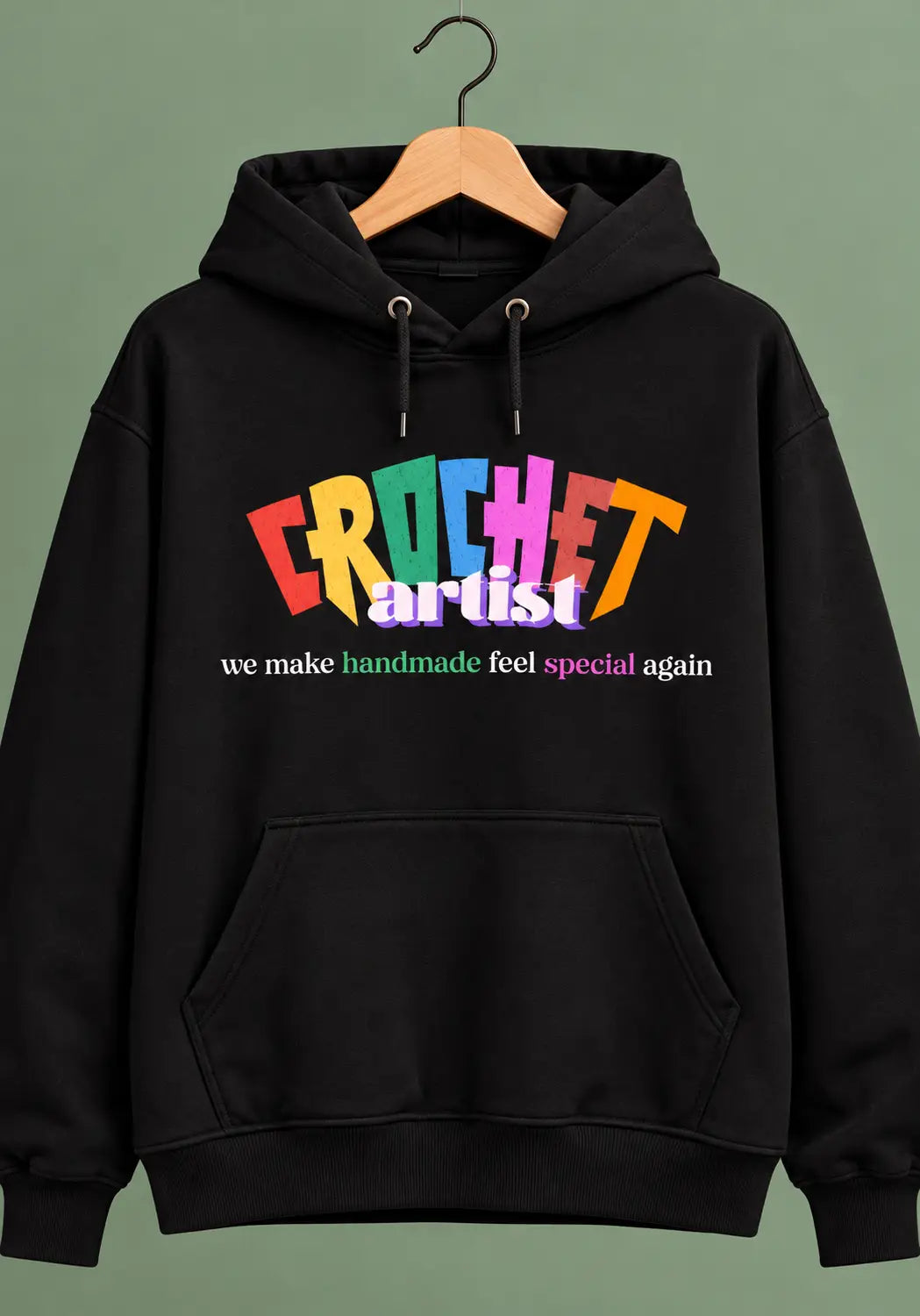 Handmade Revival Black Hoodie for crochet artists