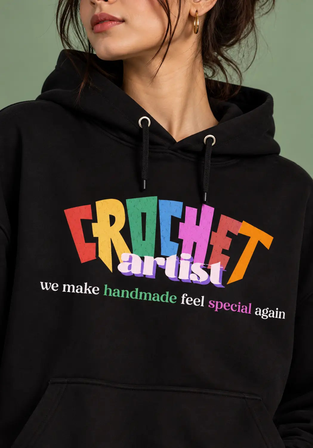Handmade Revival Black Hoodie for crochet artists