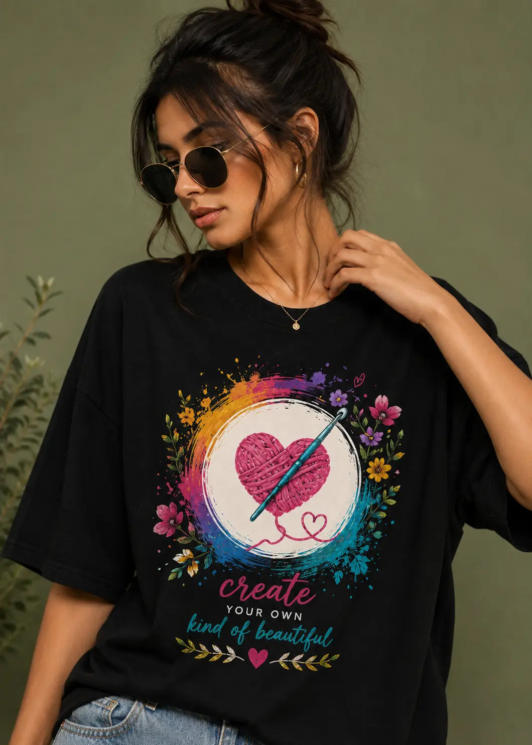 Colorful Patch Oversized T-Shirt