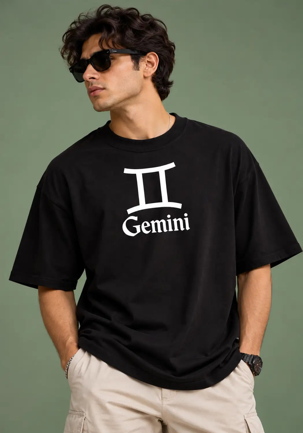 Gemini zodiac black oversized horoscope t-shirt