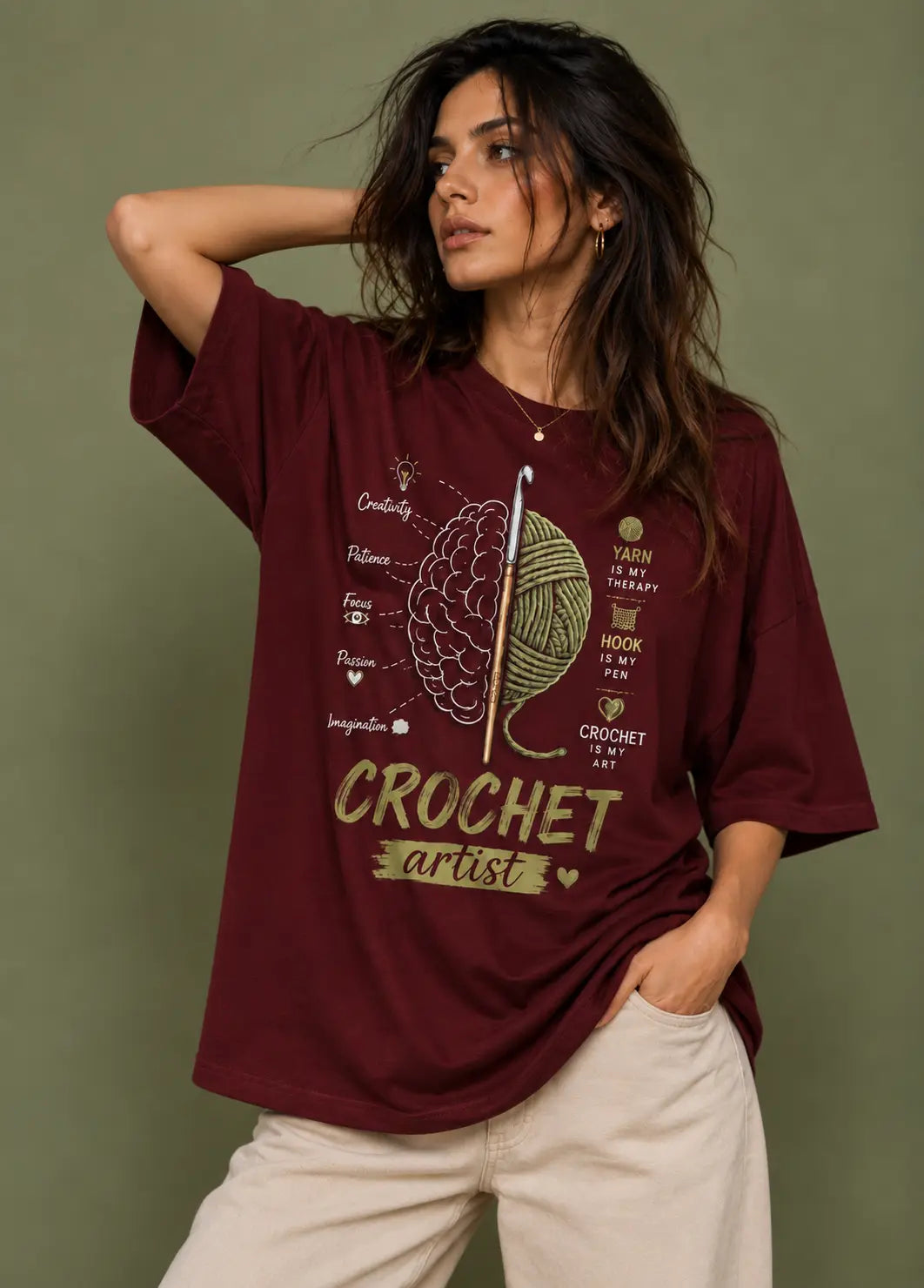 Crochet Brain Oversized T-Shirt