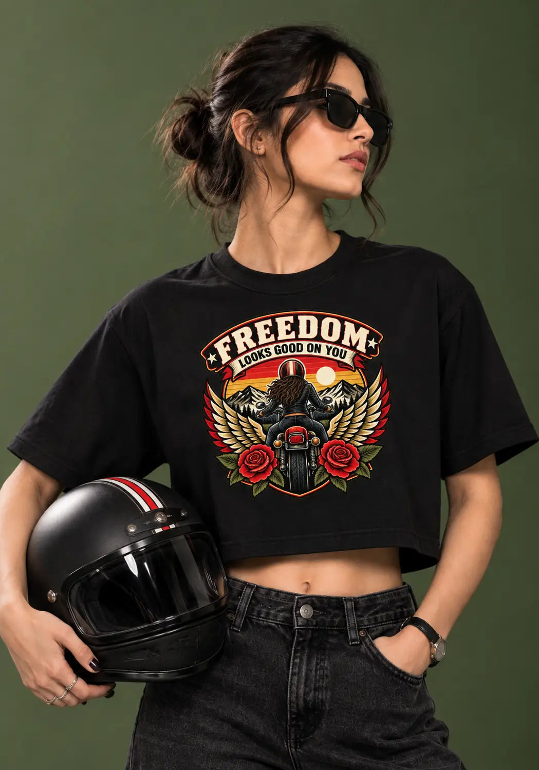 Freedom Girl Biker crop top