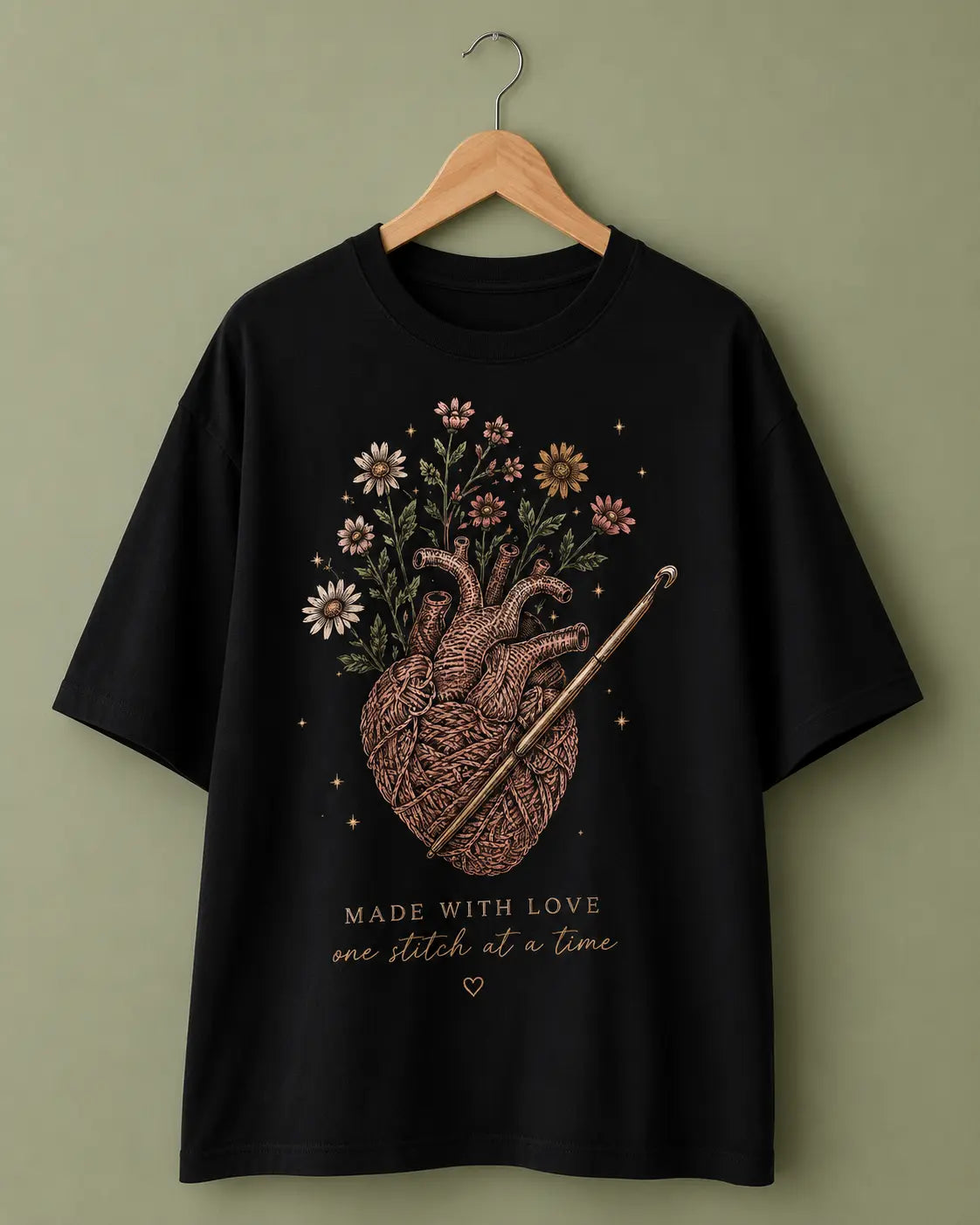 Flowery Heart Oversized T-Shirt