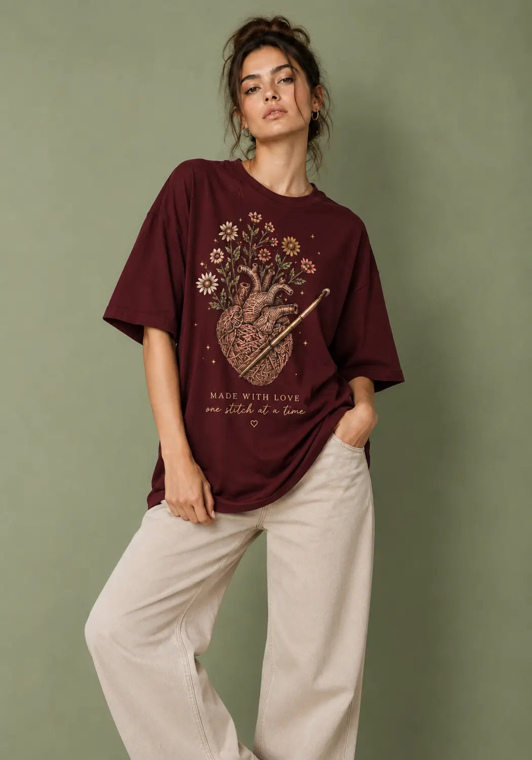 Flowery Heart Oversized T-Shirt