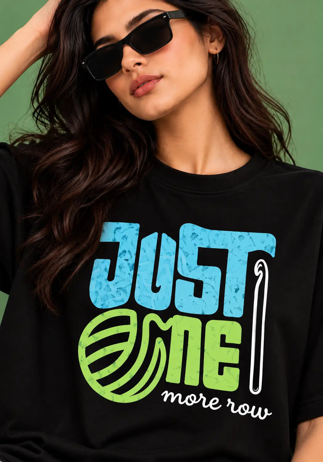 Just one more row Black Oversized T-Shirt for crochet artists hermoza india