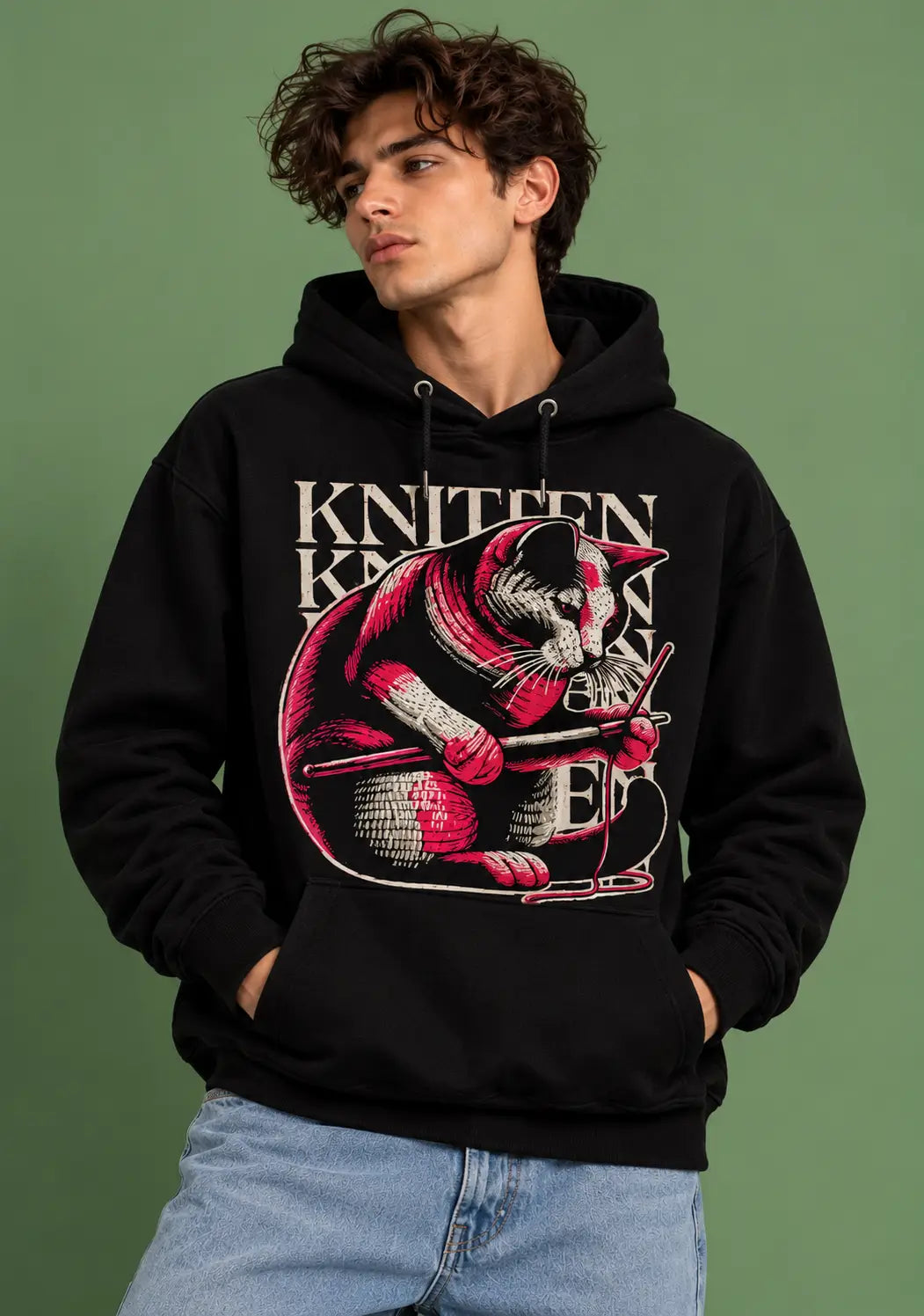 KNITTEN - Crochet Artist Black Oversized Hoodie