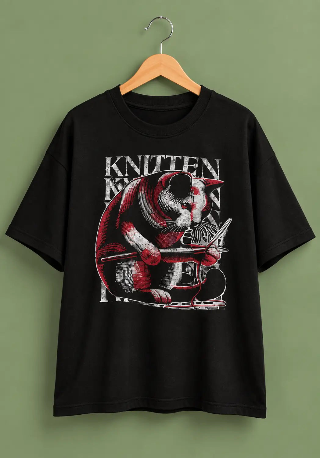 KNITTEN Cat Graphic Oversized Tee