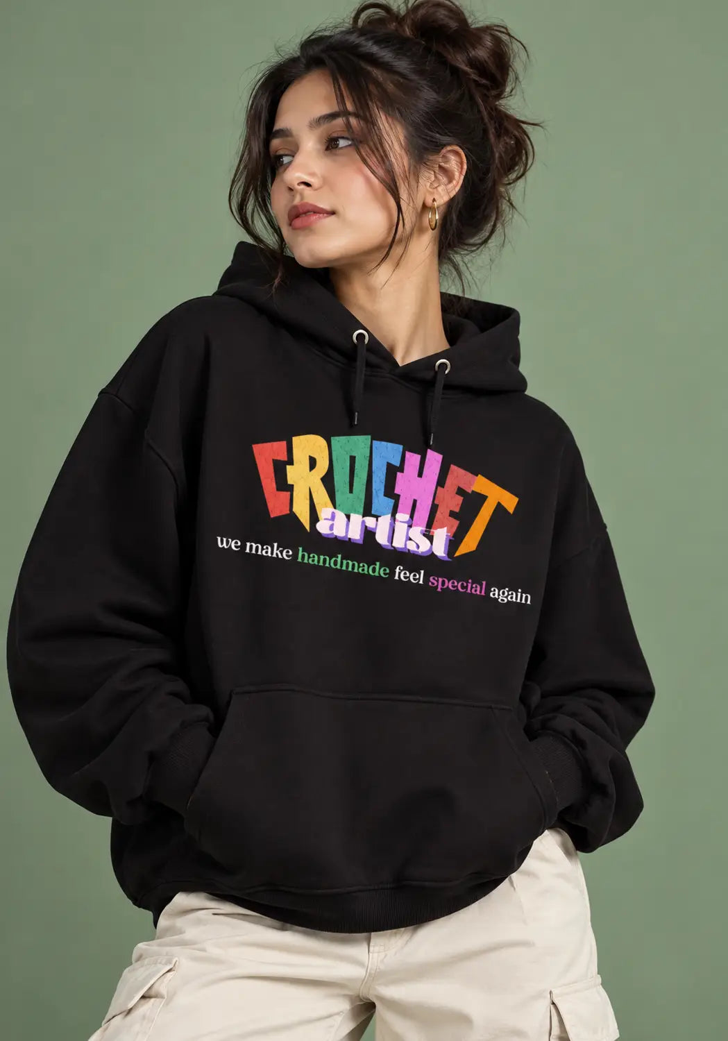 Handmade Revival Black Hoodie for crochet artists