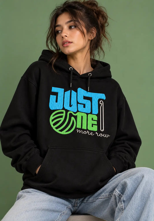Just One More Row Black Oversized Hoodie