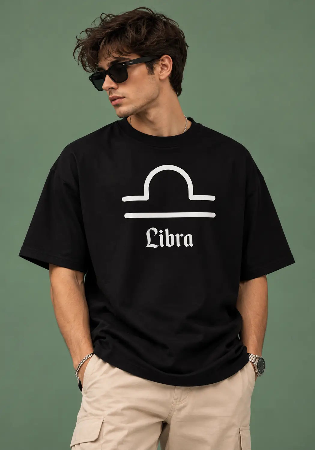 Libra zodiac black oversized horoscope t-shirt