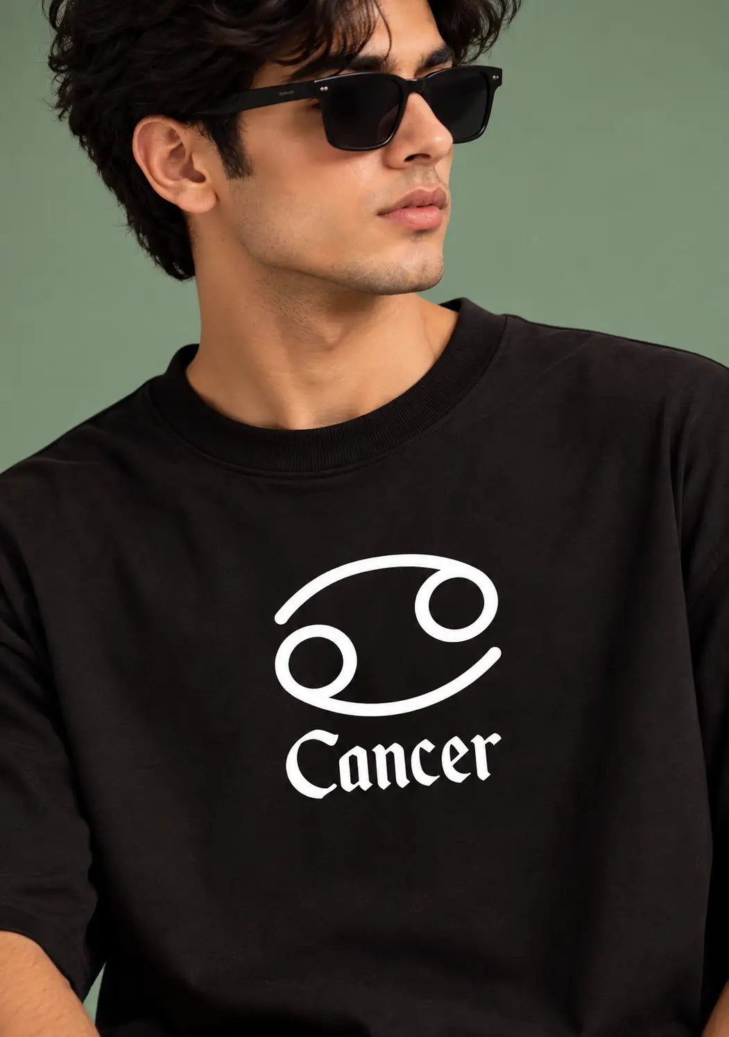 Cancer zodiac black oversized horoscope t-shirt