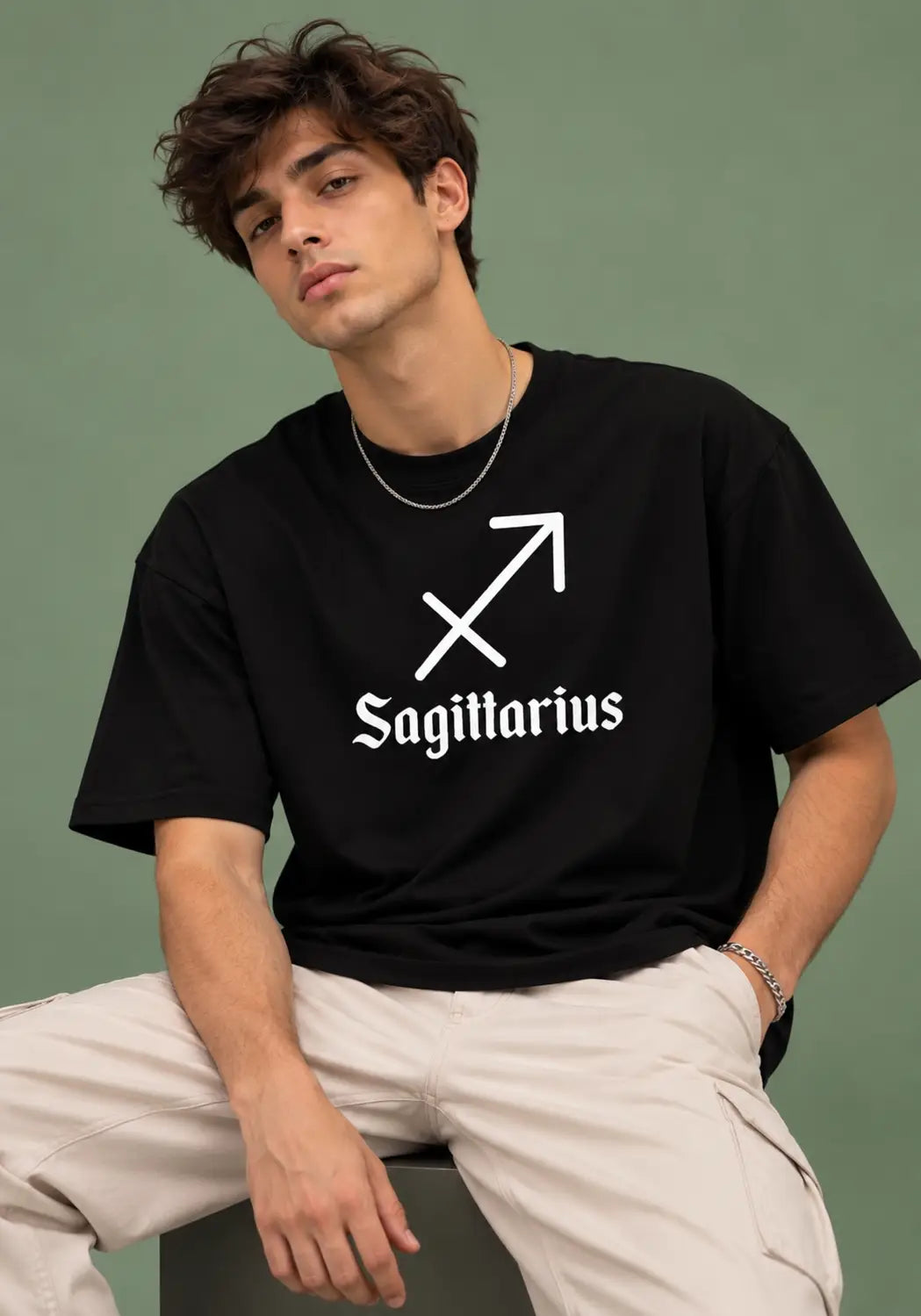 Sagittarius zodiac black oversized horoscope t-shirt