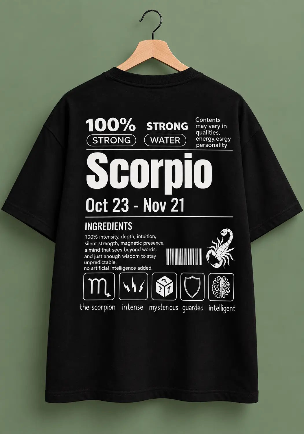Scorpio zodiac black oversized horoscope t-shirt