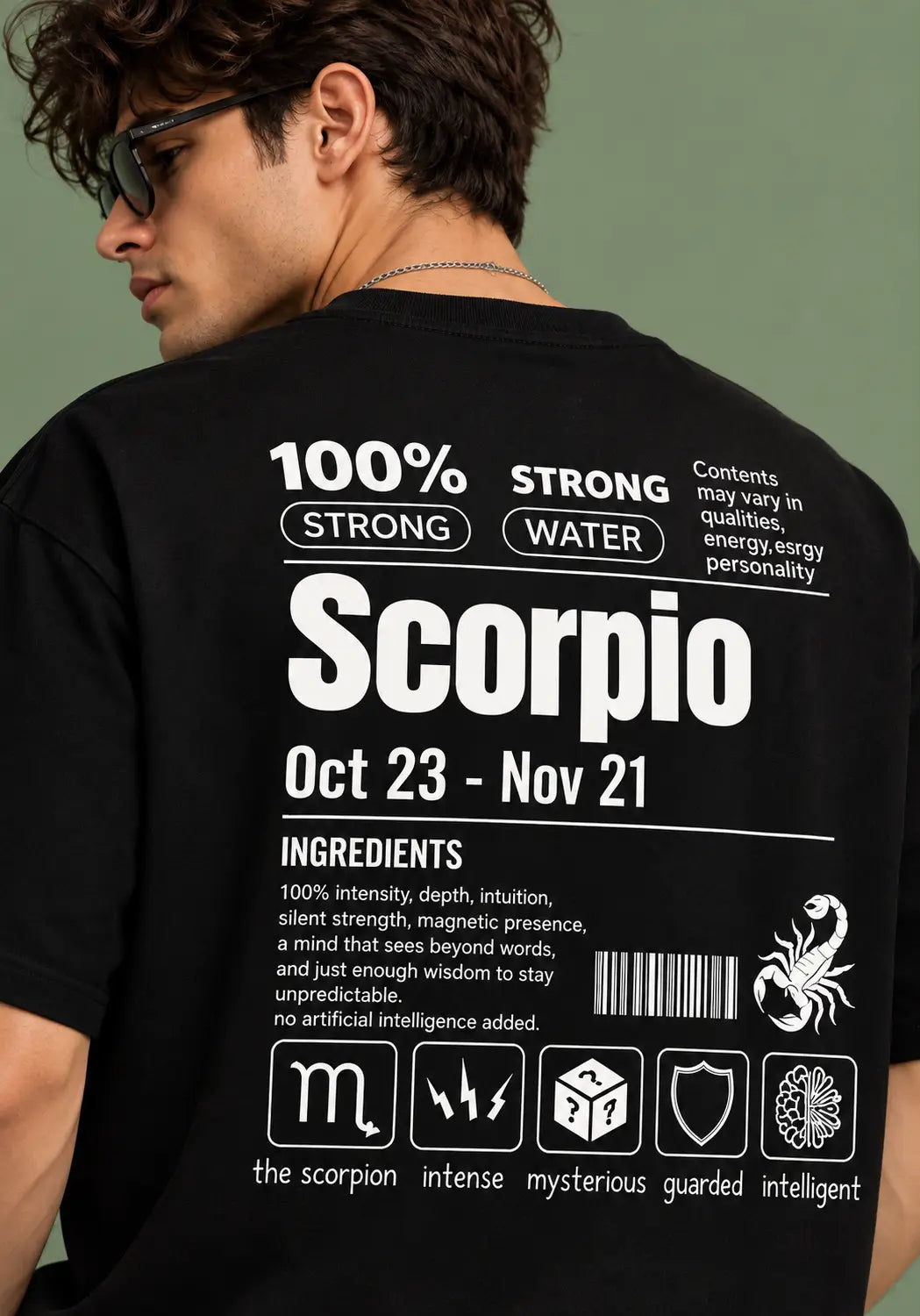 Scorpio zodiac black oversized horoscope t-shirt