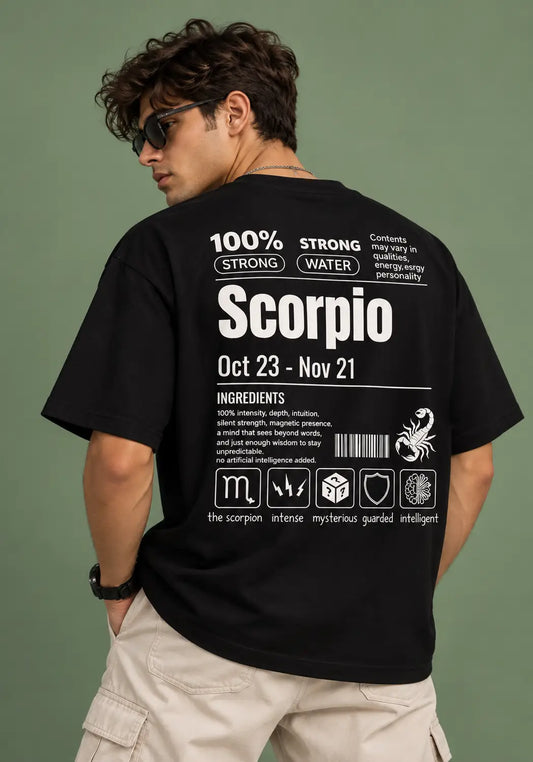Scorpio zodiac black oversized horoscope t-shirt