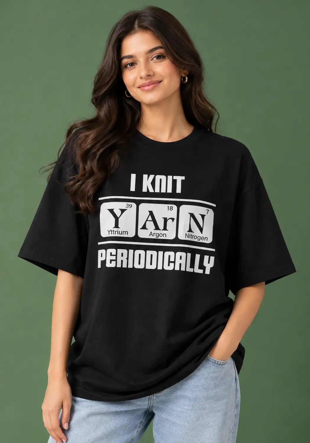 Crochet Artist Yarn periodic table Black Oversized tshirt
