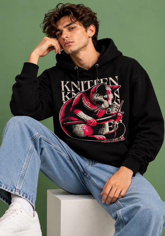 KNITTEN - Crochet Artist Black Oversized Hoodie