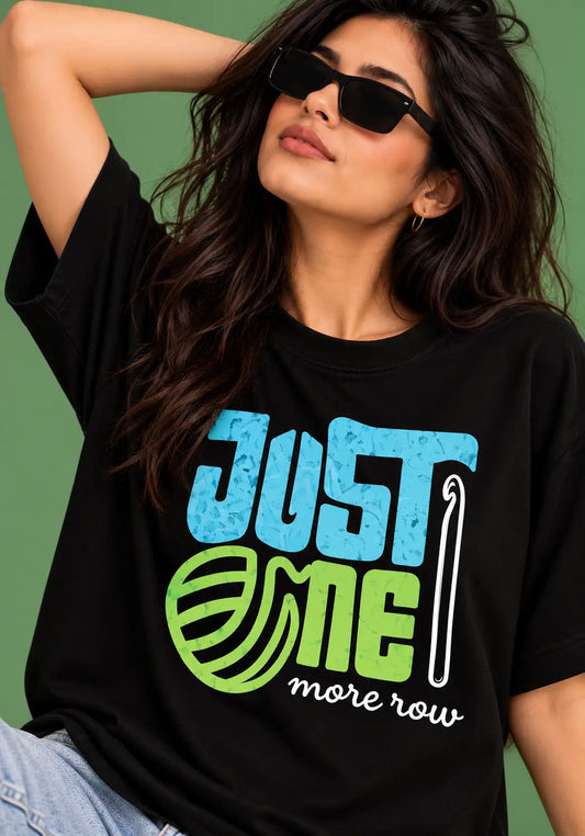Just one more row Black Oversized T-Shirt for crochet artists hermoza india