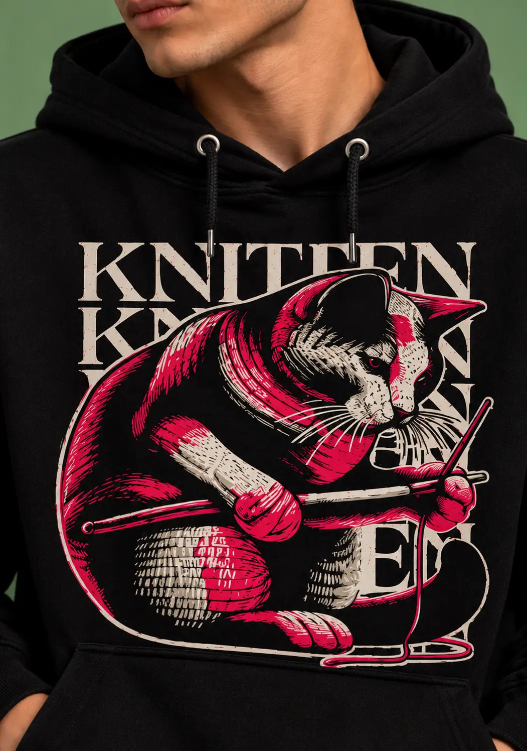 KNITTEN - Crochet Artist Black Oversized Hoodie