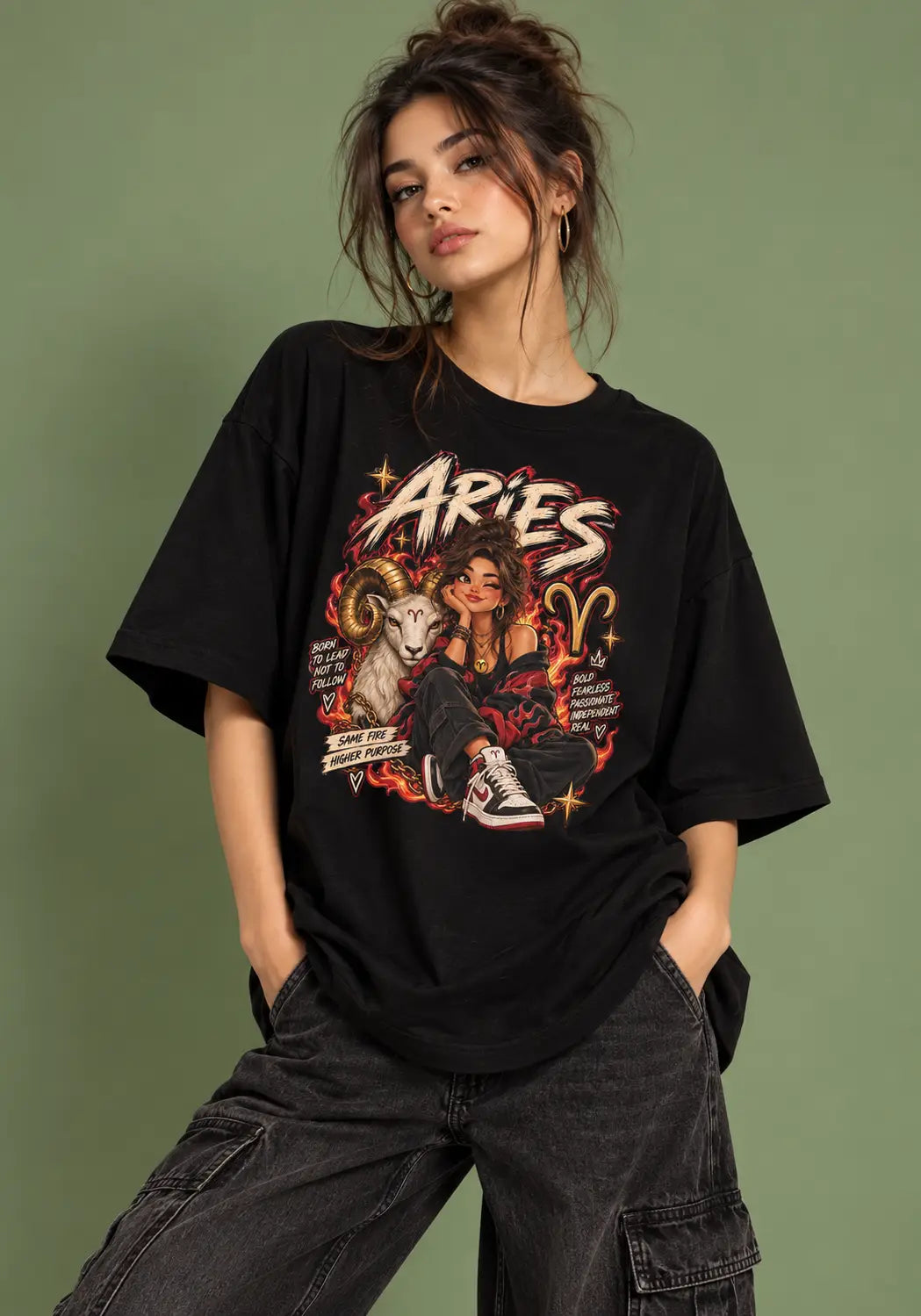 Aries Born to Lead Oversized T-Shirt