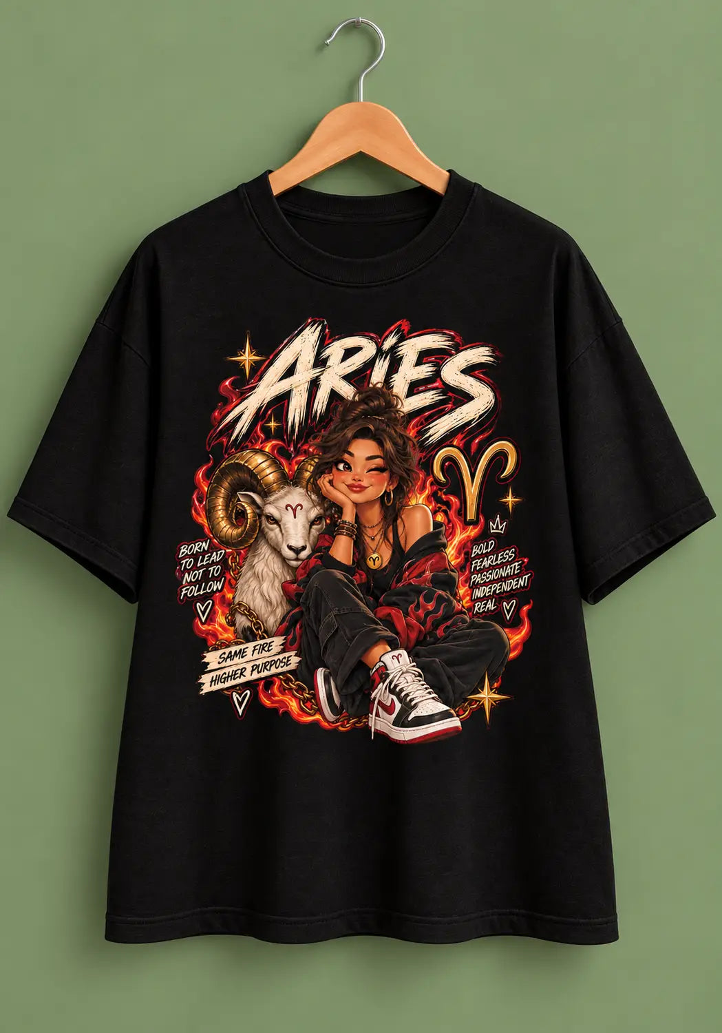 Aries Born to Lead Oversized T-Shirt