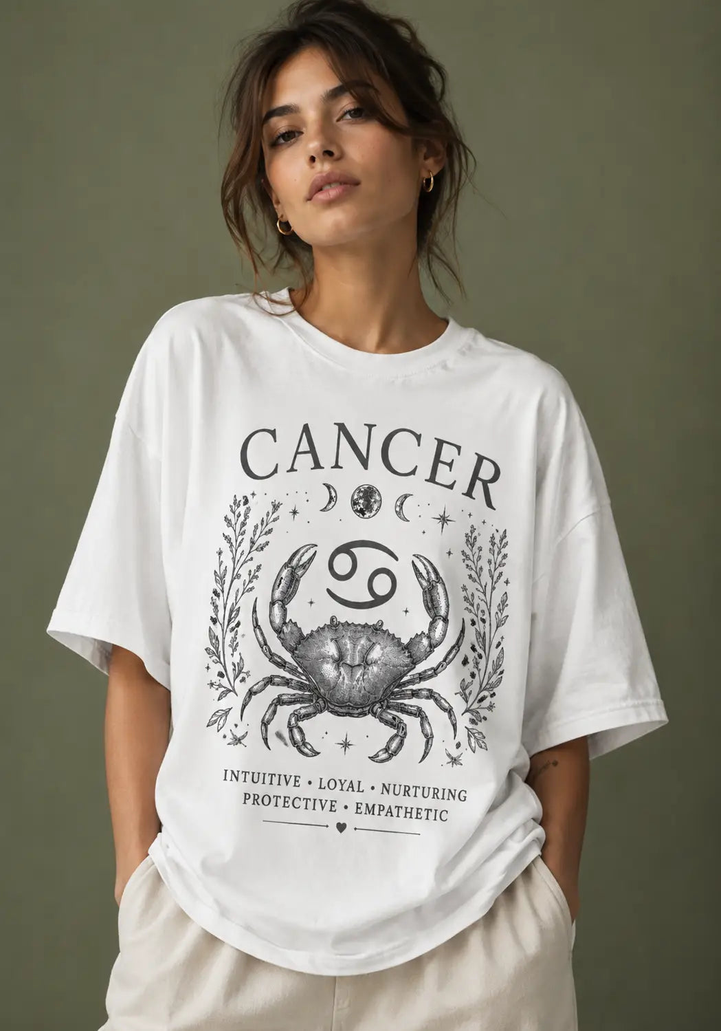 Cancer Intuitive Loyal Nurturing Oversized T-Shirt