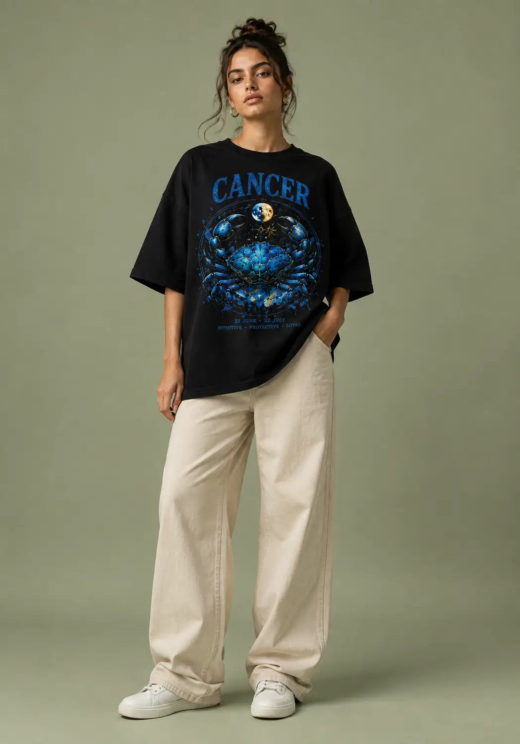 Cancer Cosmic Blue Oversized T-Shirt