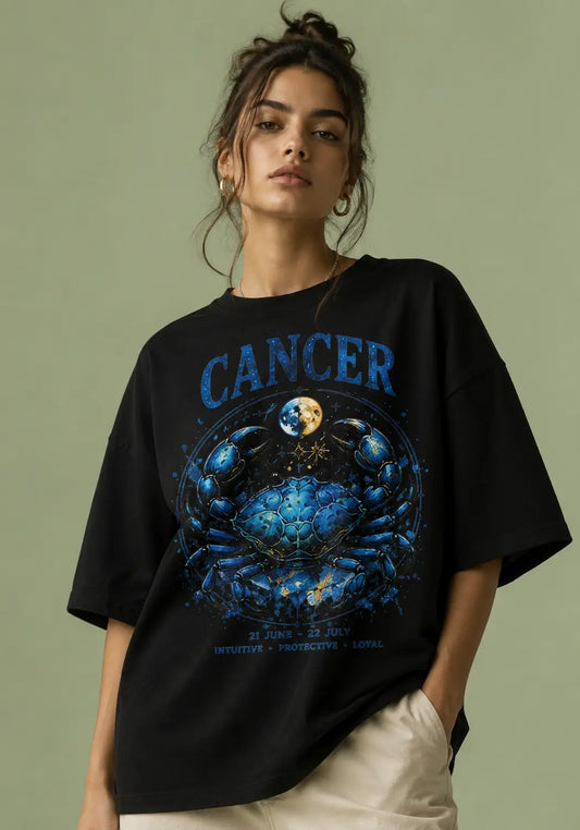 Cancer Cosmic Blue Oversized T-Shirt