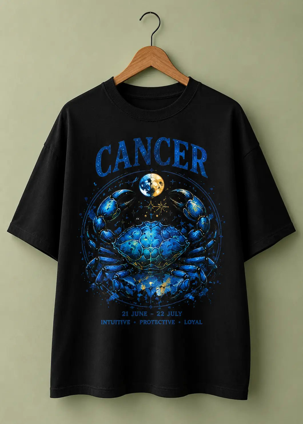 Cancer Cosmic Blue Oversized T-Shirt