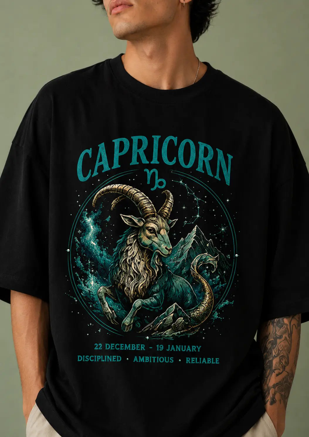 Capricorn Zodiac Oversized T-Shirt