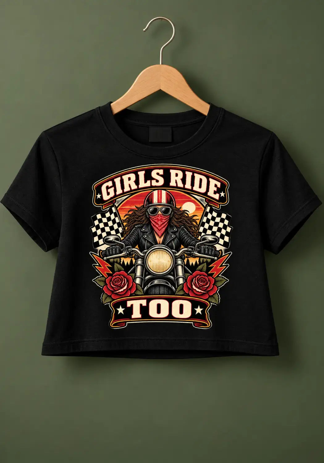 Girls Ride Too Crop Top