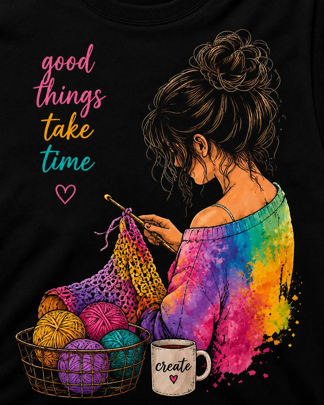Good Things Take Time Crochet Oversized T-Shirt