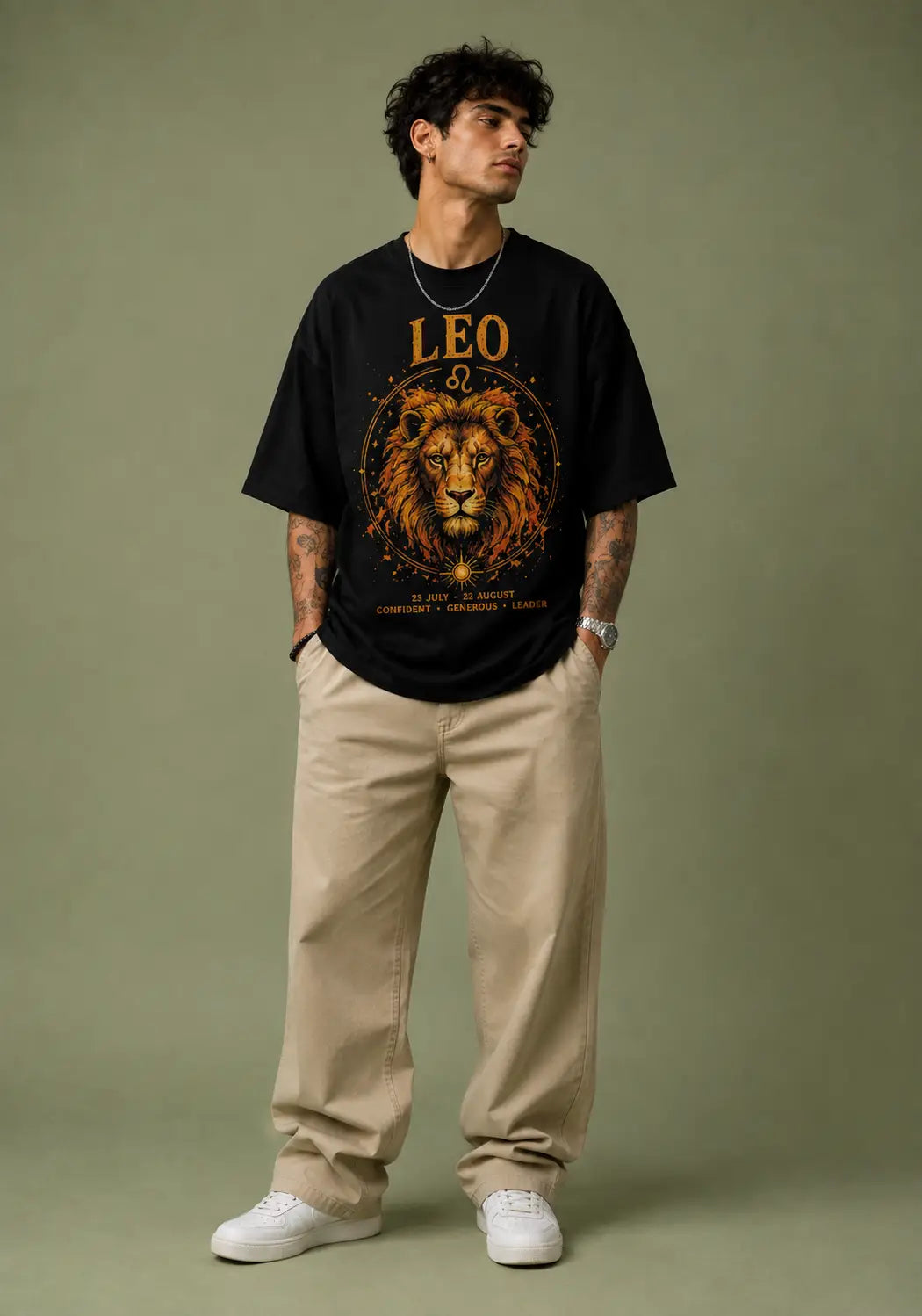 Leo Classic Lion Zodiac Oversized T-Shirt