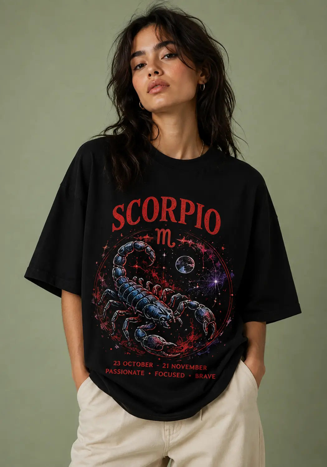 Scorpio Passionate Focused Brave Oversized T-Shirt